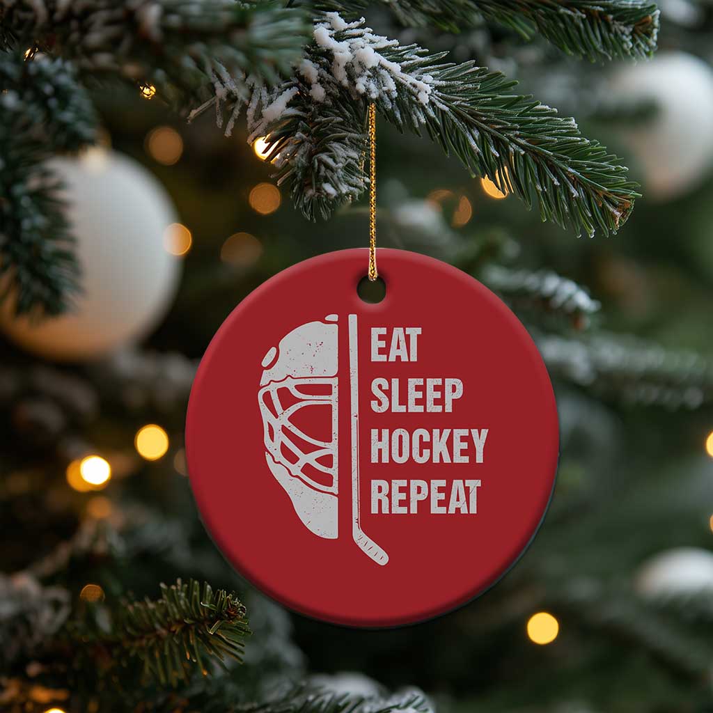 Ice Hockey Player Christmas Ornament Funny Eat Sleep Hockey Repeat Sport Fan TS10 Print Your Wear