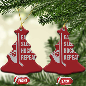 Ice Hockey Player Christmas Ornament Funny Eat Sleep Hockey Repeat Sport Fan TS10 Christmas Tree Red Print Your Wear