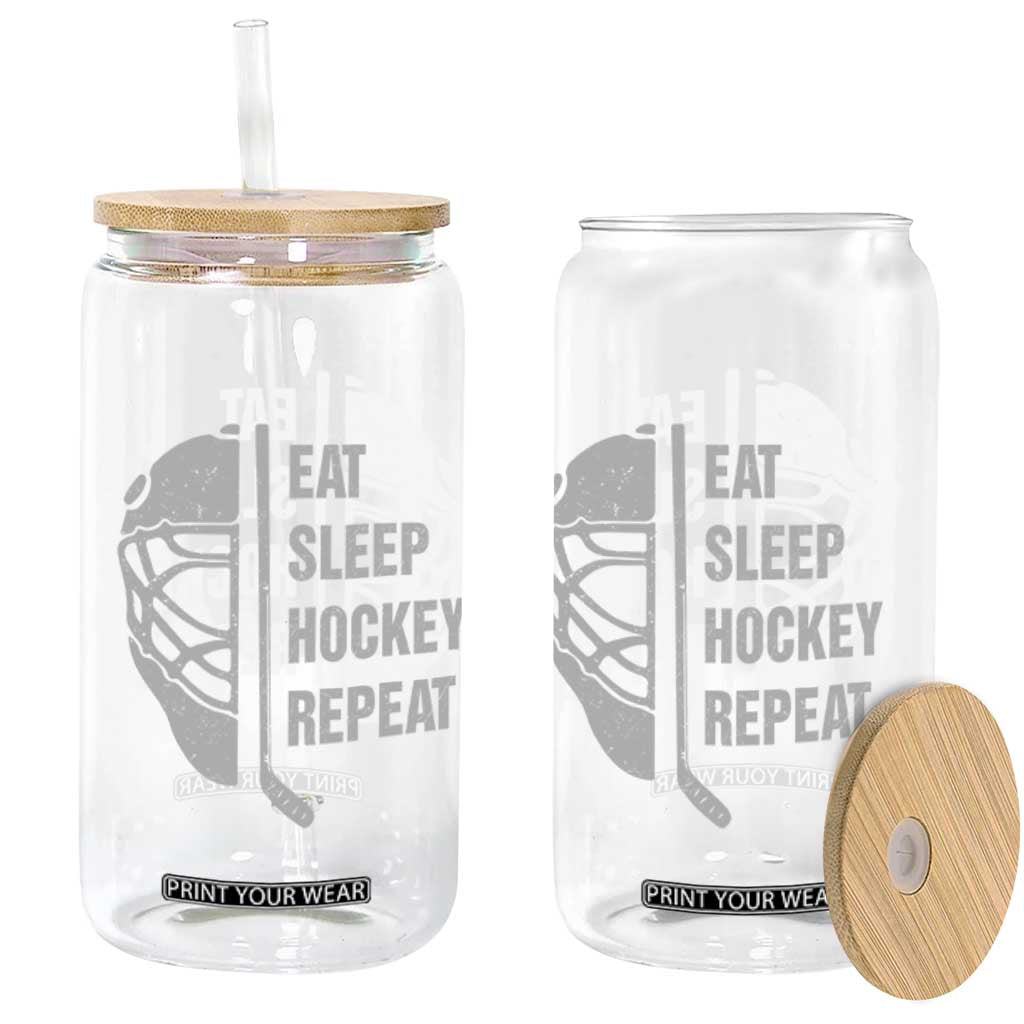 Ice Hockey Player Glass Can Funny Eat Sleep Hockey Repeat Sport Fan TS10 Print Your Wear