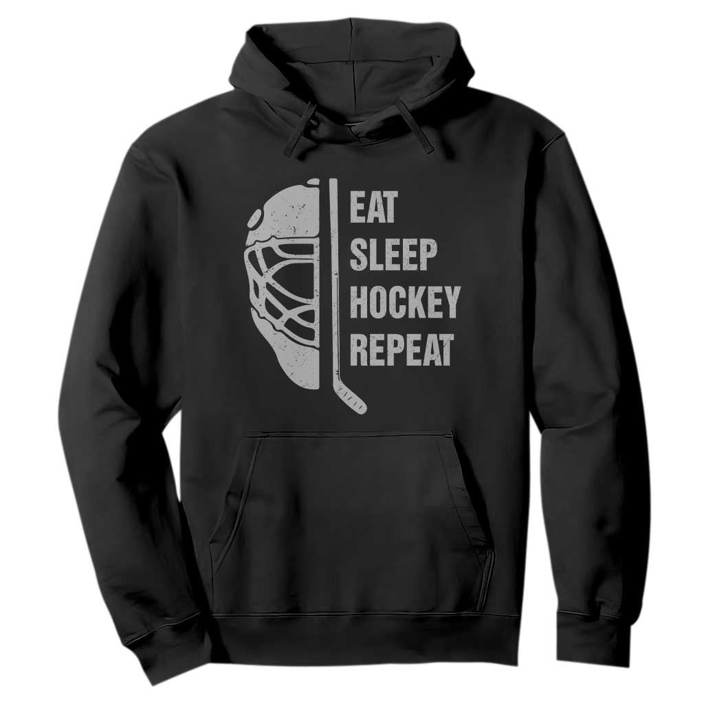 Ice Hockey Player Hoodie Funny Eat Sleep Hockey Repeat Sport Fan TS10 Black Print Your Wear