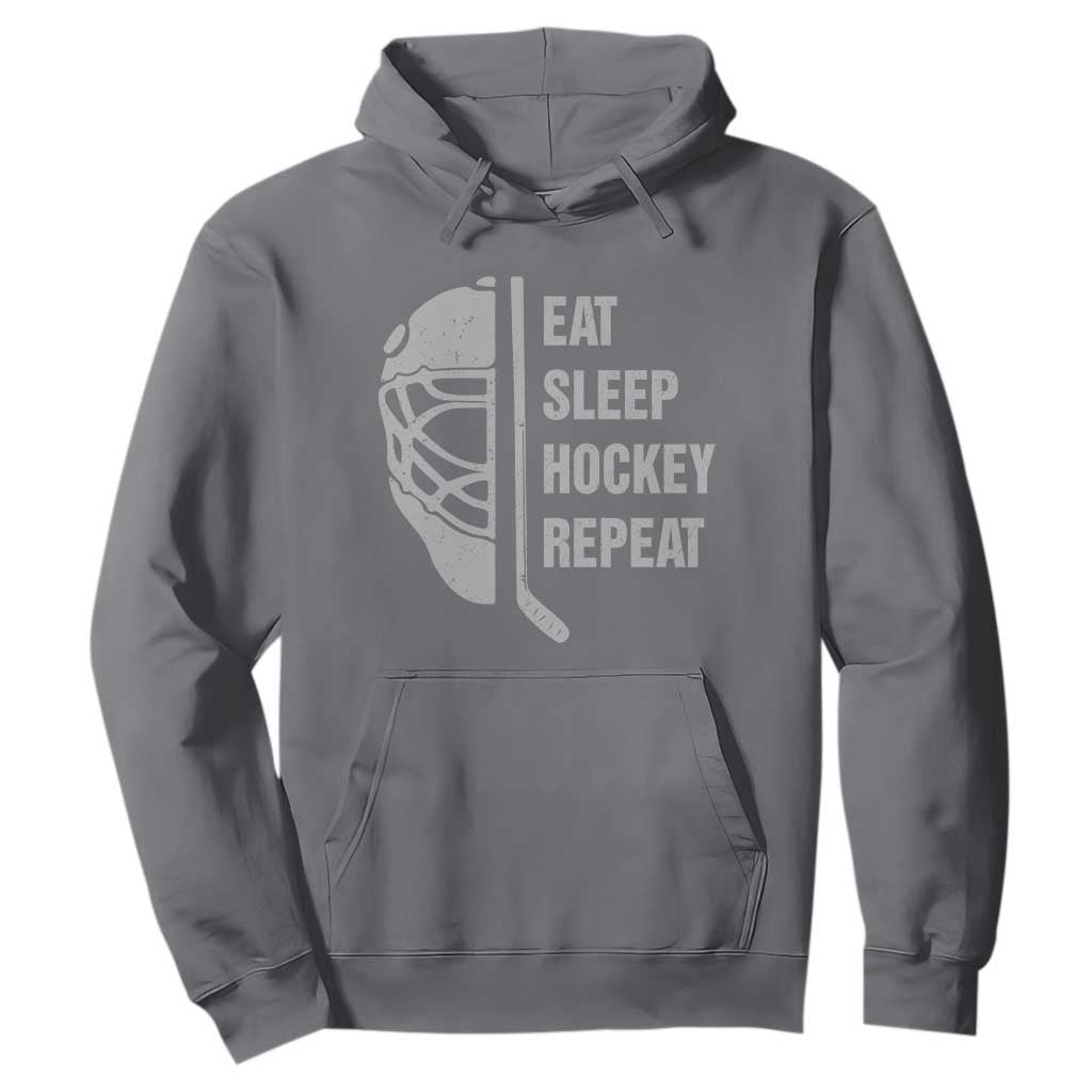 Ice Hockey Player Hoodie Funny Eat Sleep Hockey Repeat Sport Fan TS10 Charcoal Print Your Wear