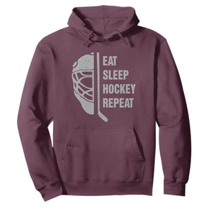 Ice Hockey Player Hoodie Funny Eat Sleep Hockey Repeat Sport Fan TS10 Maroon Print Your Wear