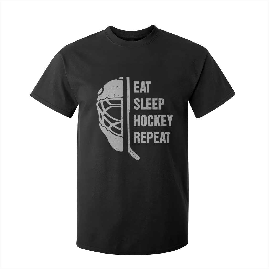 Ice Hockey Player T Shirt For Kid Funny Eat Sleep Hockey Repeat Sport Fan TS10 Black Print Your Wear