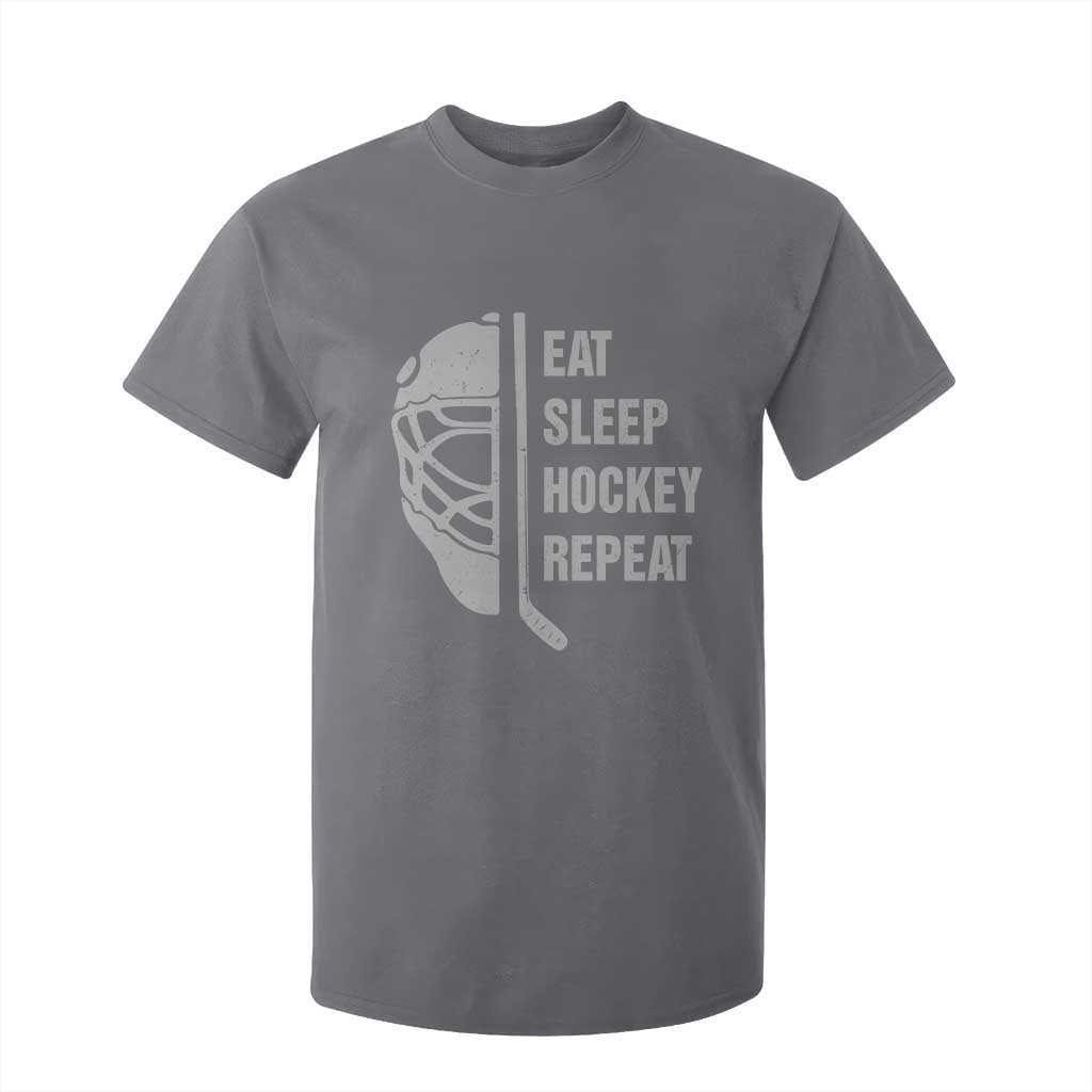 Ice Hockey Player T Shirt For Kid Funny Eat Sleep Hockey Repeat Sport Fan TS10 Charcoal Print Your Wear