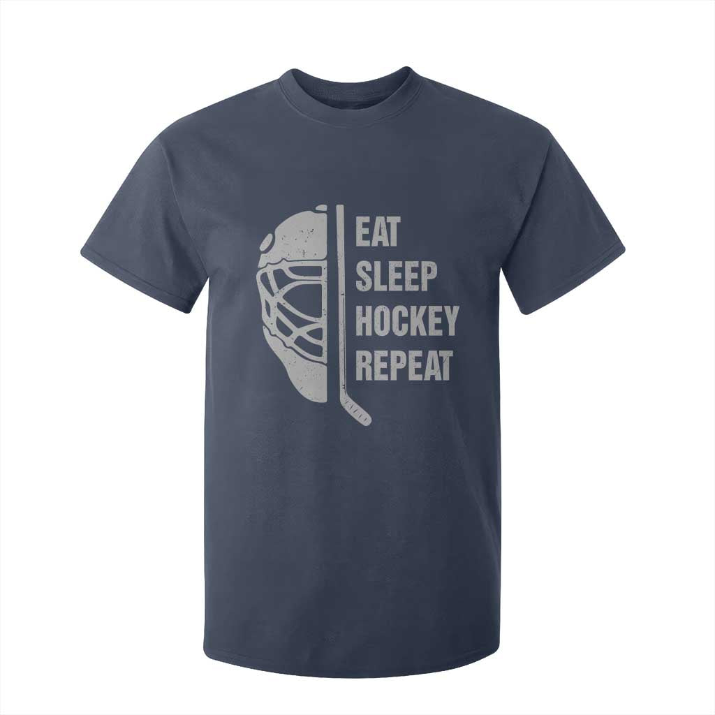 Ice Hockey Player T Shirt For Kid Funny Eat Sleep Hockey Repeat Sport Fan TS10 Navy Print Your Wear