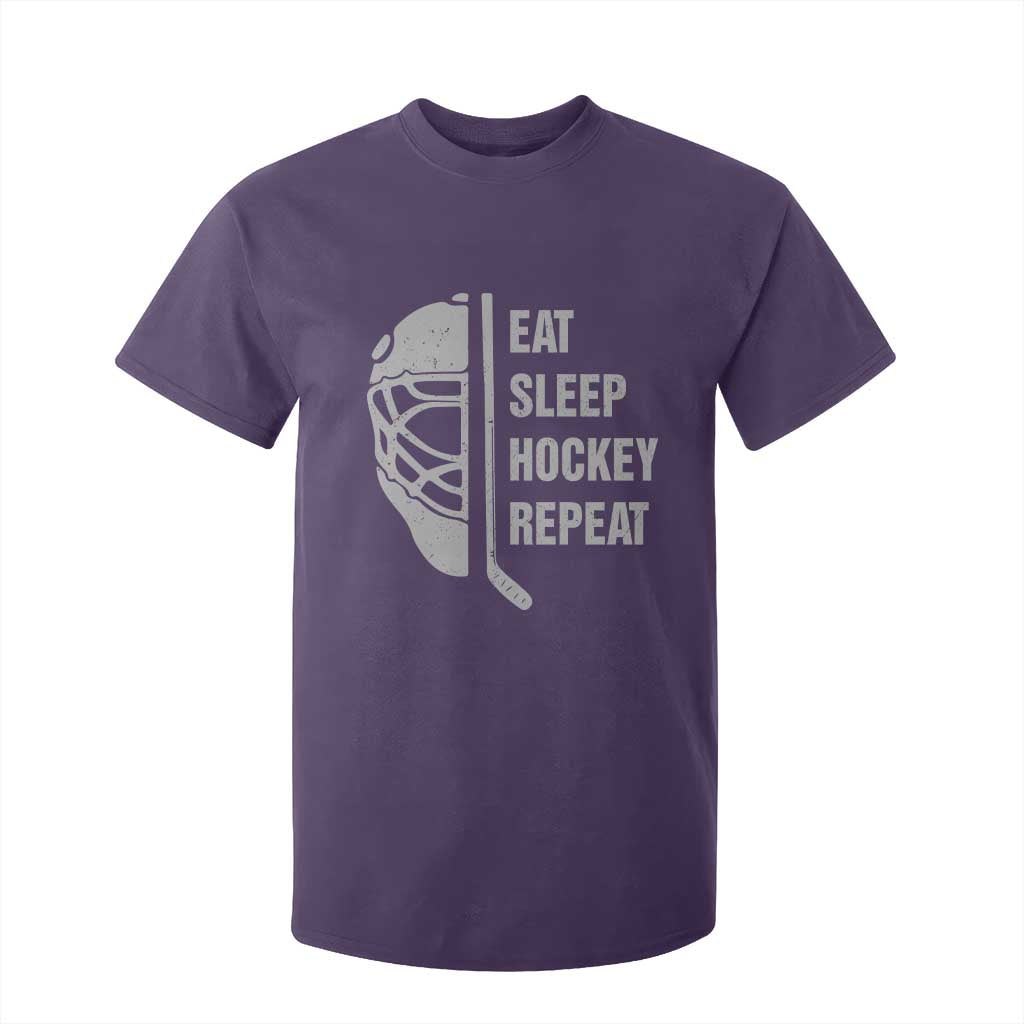 Ice Hockey Player T Shirt For Kid Funny Eat Sleep Hockey Repeat Sport Fan TS10 Purple Print Your Wear