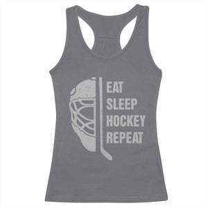 Ice Hockey Player Racerback Tank Top Funny Eat Sleep Hockey Repeat Sport Fan TS10 Charcoal Print Your Wear