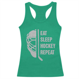 Ice Hockey Player Racerback Tank Top Funny Eat Sleep Hockey Repeat Sport Fan TS10 Irish Green Print Your Wear