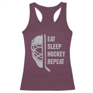 Ice Hockey Player Racerback Tank Top Funny Eat Sleep Hockey Repeat Sport Fan TS10 Maroon Print Your Wear