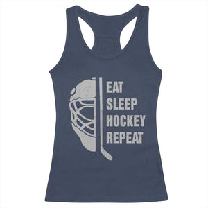 Ice Hockey Player Racerback Tank Top Funny Eat Sleep Hockey Repeat Sport Fan TS10 Navy Print Your Wear