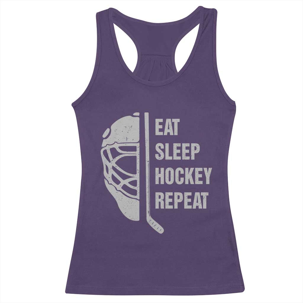 Ice Hockey Player Racerback Tank Top Funny Eat Sleep Hockey Repeat Sport Fan TS10 Purple Print Your Wear
