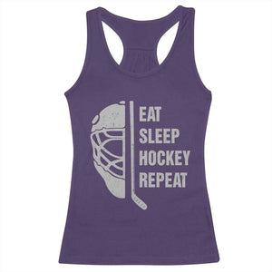 Ice Hockey Player Racerback Tank Top Funny Eat Sleep Hockey Repeat Sport Fan TS10 Purple Print Your Wear
