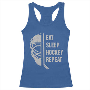 Ice Hockey Player Racerback Tank Top Funny Eat Sleep Hockey Repeat Sport Fan TS10 Royal Blue Print Your Wear
