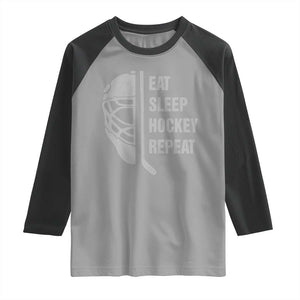 Ice Hockey Player Raglan Shirt Funny Eat Sleep Hockey Repeat Sport Fan TS10 Sport Gray Black Print Your Wear