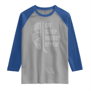 Ice Hockey Player Raglan Shirt Funny Eat Sleep Hockey Repeat Sport Fan TS10 Sport Gray Royal Print Your Wear