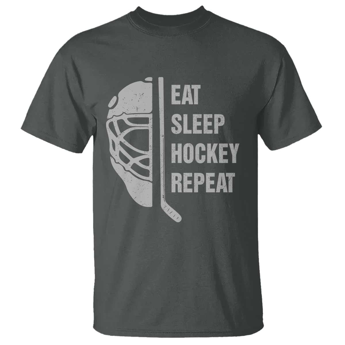 Ice Hockey Player T Shirt Funny Eat Sleep Hockey Repeat Sport Fan TS10 Dark Heather Print Your Wear