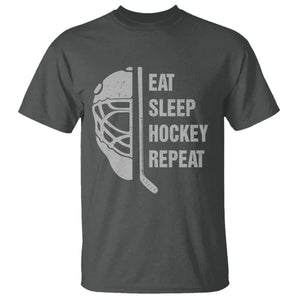 Ice Hockey Player T Shirt Funny Eat Sleep Hockey Repeat Sport Fan TS10 Dark Heather Print Your Wear