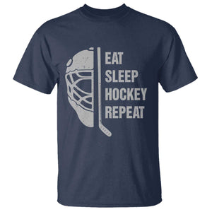 Ice Hockey Player T Shirt Funny Eat Sleep Hockey Repeat Sport Fan TS10 Navy Print Your Wear