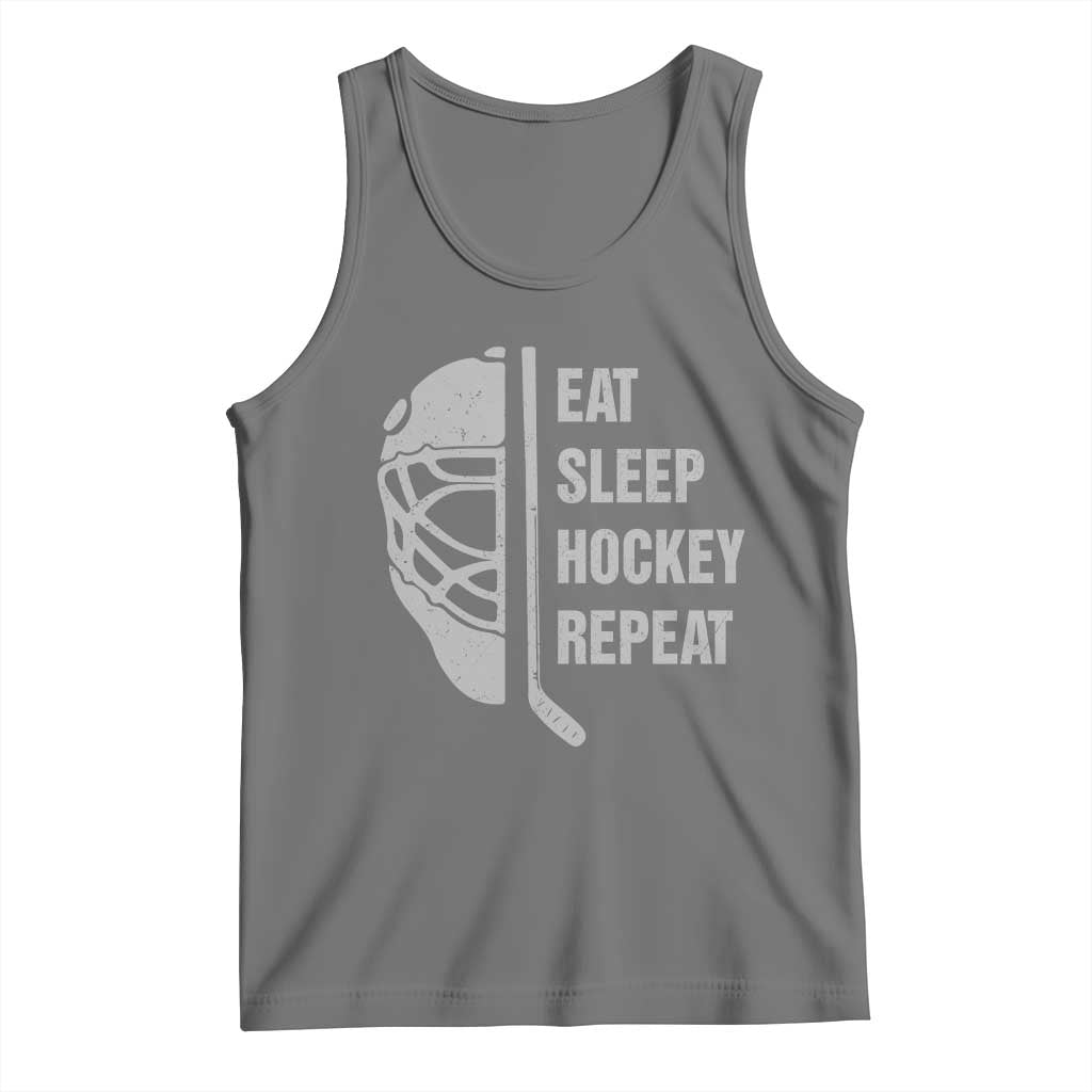 Ice Hockey Player Tank Top Funny Eat Sleep Hockey Repeat Sport Fan TS10 Black Heather Print Your Wear
