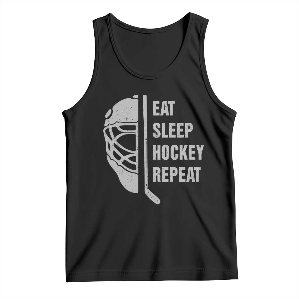 Ice Hockey Player Tank Top Funny Eat Sleep Hockey Repeat Sport Fan TS10 Black Print Your Wear