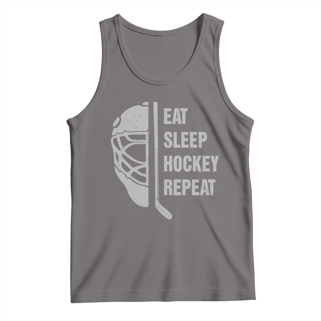 Ice Hockey Player Tank Top Funny Eat Sleep Hockey Repeat Sport Fan TS10 Deep Heather Print Your Wear