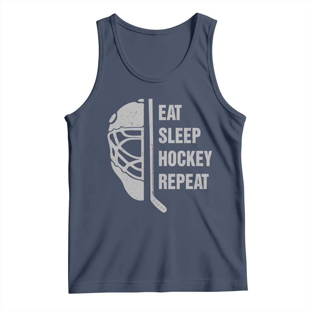 Ice Hockey Player Tank Top Funny Eat Sleep Hockey Repeat Sport Fan TS10 Navy Print Your Wear