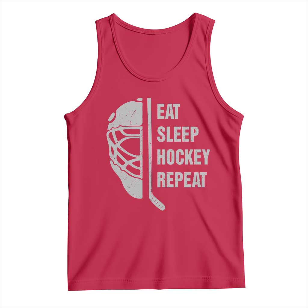 Ice Hockey Player Tank Top Funny Eat Sleep Hockey Repeat Sport Fan TS10 Red Print Your Wear