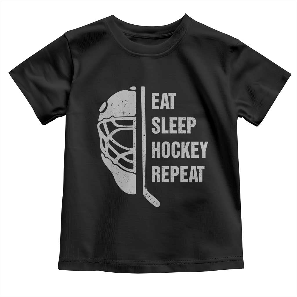 Ice Hockey Player Toddler T Shirt Funny Eat Sleep Hockey Repeat Sport Fan TS10 Black Print Your Wear
