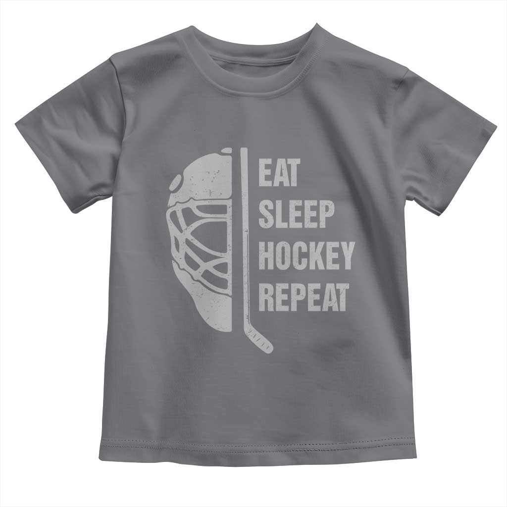Ice Hockey Player Toddler T Shirt Funny Eat Sleep Hockey Repeat Sport Fan TS10 Charcoal Print Your Wear