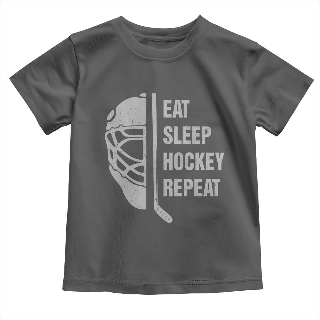 Ice Hockey Player Toddler T Shirt Funny Eat Sleep Hockey Repeat Sport Fan TS10 Dark Heather Print Your Wear