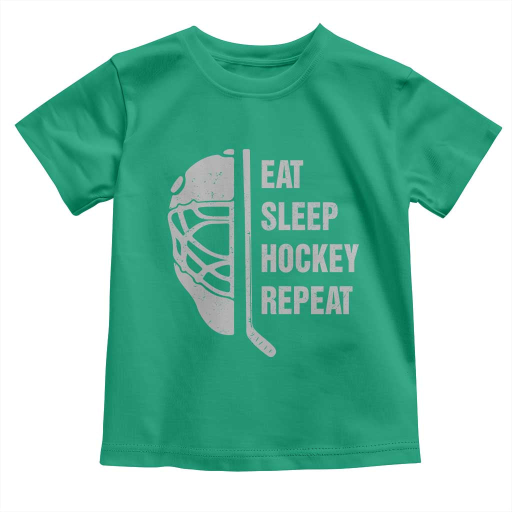 Ice Hockey Player Toddler T Shirt Funny Eat Sleep Hockey Repeat Sport Fan TS10 Irish Green Print Your Wear