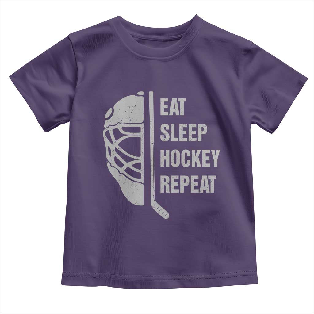Ice Hockey Player Toddler T Shirt Funny Eat Sleep Hockey Repeat Sport Fan TS10 Purple Print Your Wear