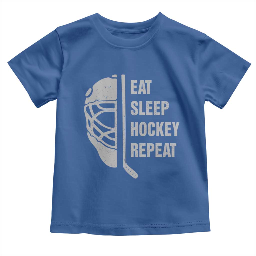 Ice Hockey Player Toddler T Shirt Funny Eat Sleep Hockey Repeat Sport Fan TS10 Royal Blue Print Your Wear