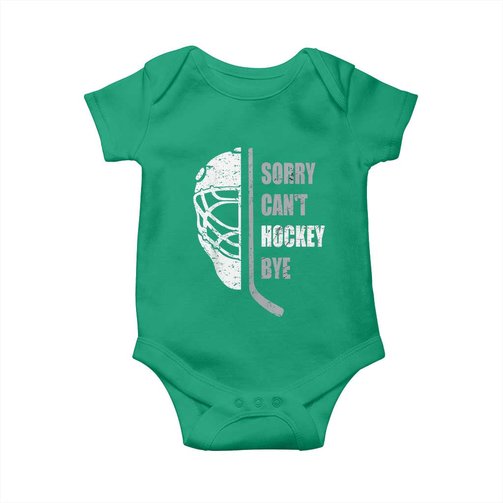Ice Hockey Player Baby Onesie Retro Sorry Cant Hockey Bye TS10 Irish Green Print Your Wear