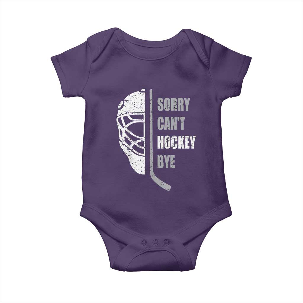 Ice Hockey Player Baby Onesie Retro Sorry Cant Hockey Bye TS10 Purple Print Your Wear