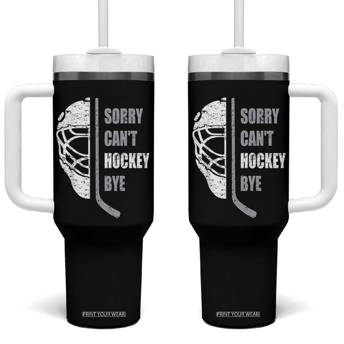 Ice Hockey Player Tumbler With Handle Retro Sorry Cant Hockey Bye - Print Your Wear