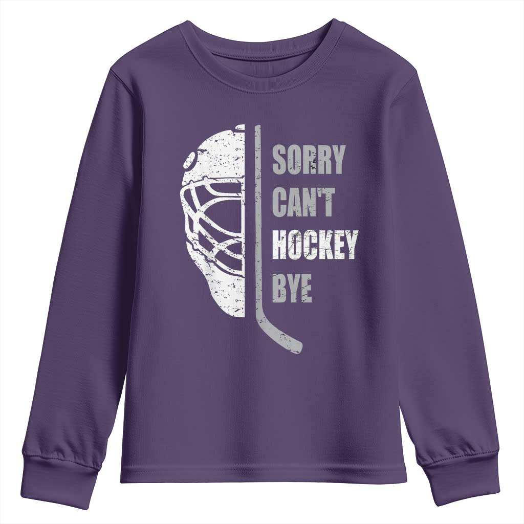 Ice Hockey Player Youth Sweatshirt Retro Sorry Cant Hockey Bye TS10 Purple Print Your Wear