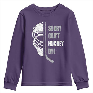 Ice Hockey Player Youth Sweatshirt Retro Sorry Cant Hockey Bye TS10 Purple Print Your Wear