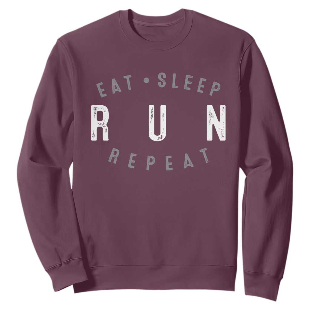Eat Sleep Run Repeat Sweatshirt Marathon Runner TS10 Maroon Print Your Wear