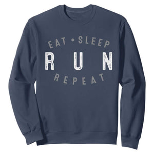 Eat Sleep Run Repeat Sweatshirt Marathon Runner TS10 Navy Print Your Wear