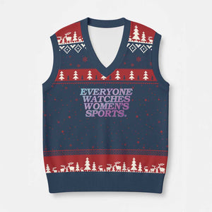 Everyone Watches Womens Sports V-Neck Knit Sweater Vest Feminist Body Positivity Inclusive Equality TS10 Navy Red Print Your Wear