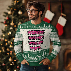Womens Sports Ugly Christmas Sweater Feminist Body Positivity Inclusive Equality TS10 Beige Green Print Your Wear