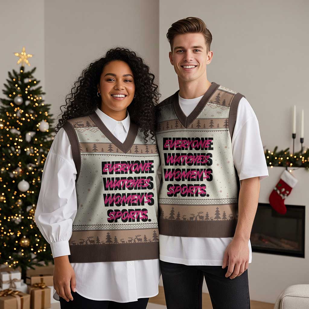 Womens Sports V-Neck Knit Sweater Vest Feminist Body Positivity Inclusive Equality TS10 Mocha Mousse Print Your Wear