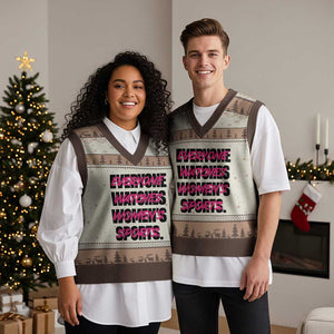 Womens Sports V-Neck Knit Sweater Vest Feminist Body Positivity Inclusive Equality TS10 Mocha Mousse Print Your Wear