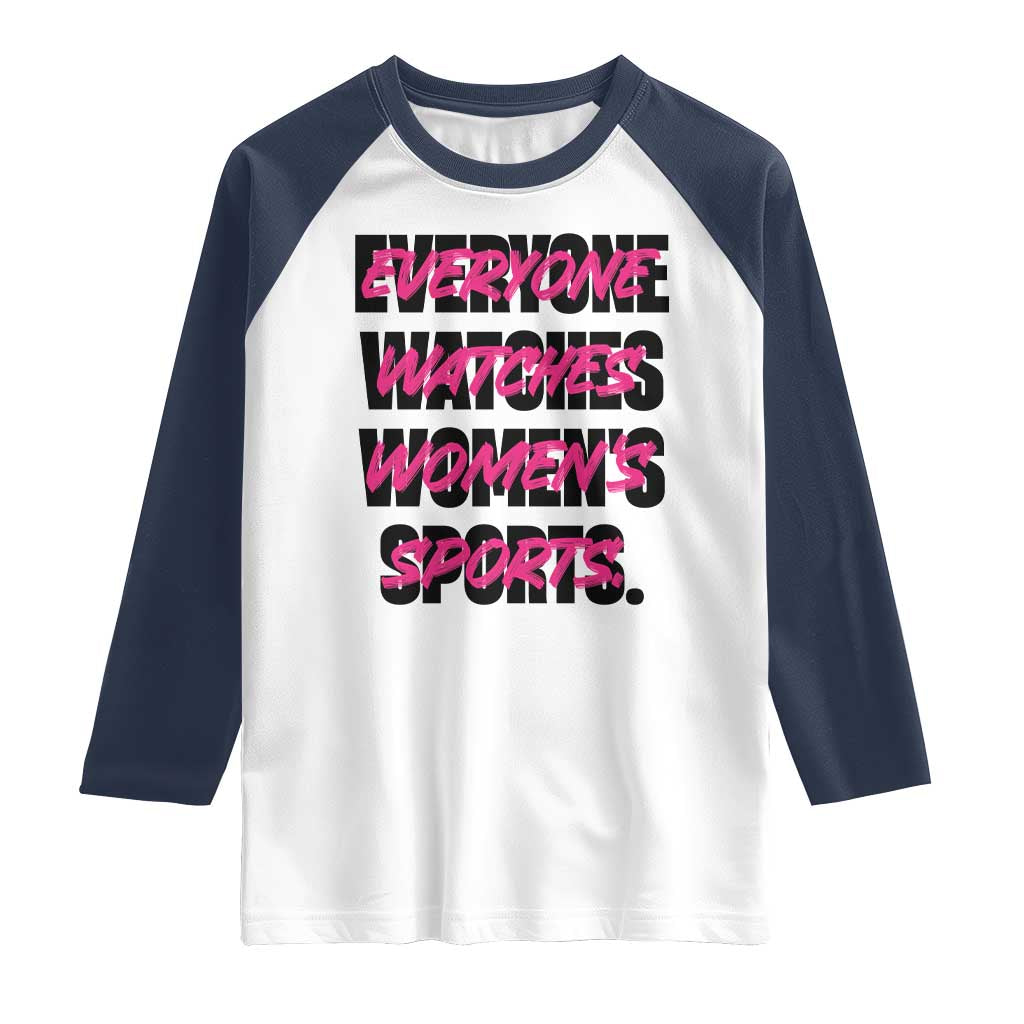 Womens Sports Raglan Shirt Feminist Body Positivity Inclusive Equality TS10 White Navy Print Your Wear