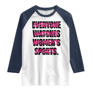 Womens Sports Raglan Shirt Feminist Body Positivity Inclusive Equality TS10 White Navy Print Your Wear