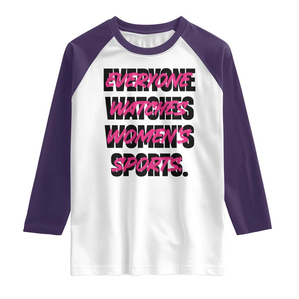 Womens Sports Raglan Shirt Feminist Body Positivity Inclusive Equality TS10 White Purple Print Your Wear