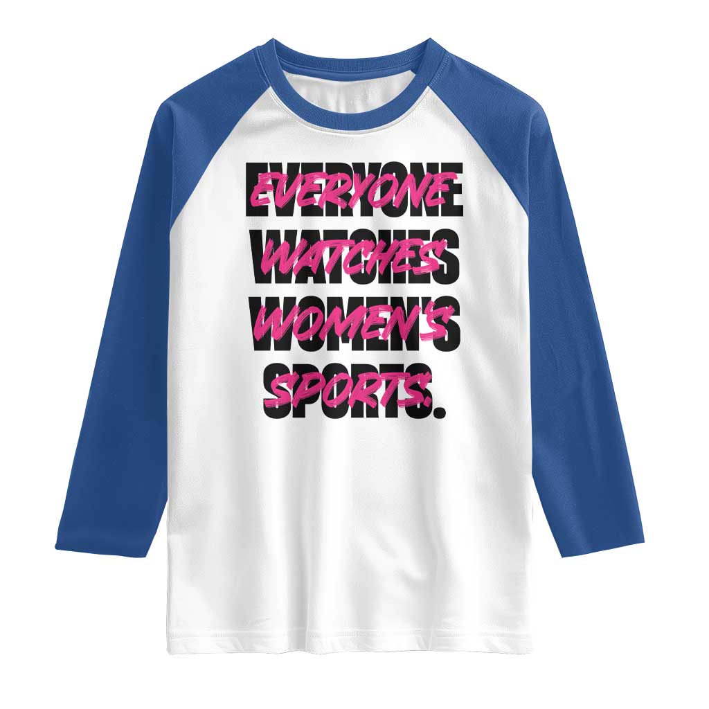 Womens Sports Raglan Shirt Feminist Body Positivity Inclusive Equality TS10 White Royal Print Your Wear