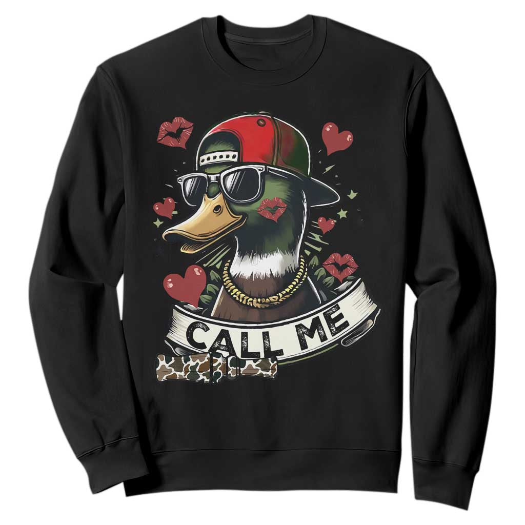 Valentine Mallard Duck Sweatshirt Camo Hunting Valentines Day Gift For Her TS10 Black Print Your Wear