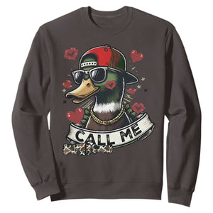 Valentine Mallard Duck Sweatshirt Camo Hunting Valentines Day Gift For Her TS10 Dark Chocolate Print Your Wear